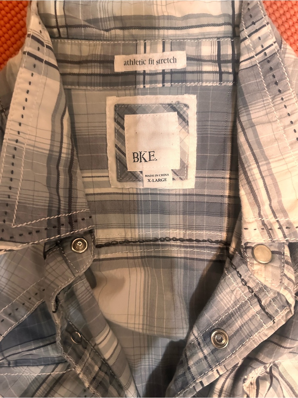 BKE Men's Plaid Button-Down Shirt - long sleeve - Light Blue & White